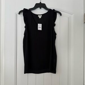 J. Crew Black Ruffle Sleeve Blouse